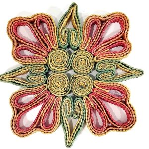 Vintage Square Woven Straw Jute Trivet Kitchen Tool Protection Home Decor EUC